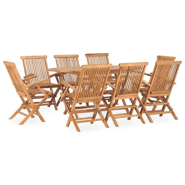 vidaXL Ensemble à manger d'extérieur pliable 9 Pièces Bois solide de teck