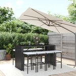 vidaXL Ensemble de bar de jardin 9 Pièces avec coussins noir poly rotin