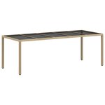 Ensemble de salle à manger de jardin 9 pièces avec coussins en poly rattan beige
