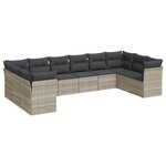 vidaXL Salon de jardin avec coussins 10 Pièces gris clair résine tressée