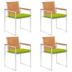 vidaXL Chaises de jardin 4 Pièces avec coussins Bois d'acacia massif