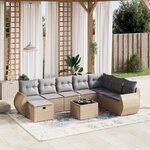 vidaXL Salon de jardin avec coussins 9Pièces mélange beige résine tressée
