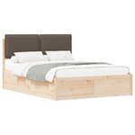 vidaXL Cadre de lit avec tête de lit rembourrée Taupe 140 x 190 cm