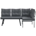 vidaXL Bancs de jardin avec coussins lot de 2 acier enduit de poudre