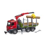 Bruder 03669 - Camion de transport de bois MB Arocs avec grue de chargement  grappin et 3 troncs d'arbre