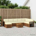 vidaXL Ensemble de canapés d'extérieur 7 Pièces Naturel et Crème