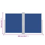 vidaXL Auvent latéral rétractable Bleu 140 x 600 cm