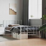 vidaXL Cadre de lit métal sans matelas avec pied de lit blanc 75x190cm