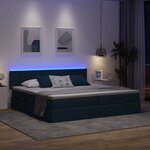 vidaXL Lit de rangement LED avec matelas Bleu 200 x 200 cm Tissu