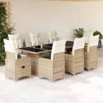 vidaXL Ensemble de bistro de jardin 9 Pièces coussins beige poly rotin