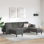 vidaXL Sofa en tissu avec coussin Gris foncé Tissu en velours côtelé