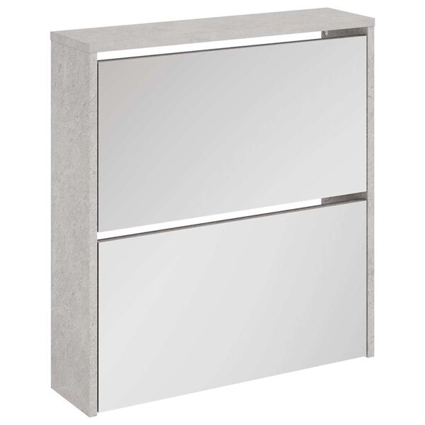 vidaXL Armoire à chaussures et miroir 2 niveaux Gris béton 63x17x67 cm