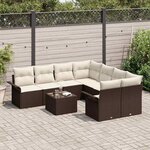 vidaXL Ensemble de canapé de jardin avec coussin 9 Pièces Marron et Crème