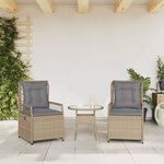 vidaXL Chaises inclinables de jardin lot de 2 beige résine tressée