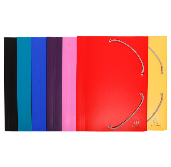 Chemise à élastique 3 rabats A4 Polypropylène 4/10e Opaque Coloris aléatoire EXACOMPTA