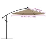 vidaXL Tissu de remplacement pour parasol déporté taupe 300 cm