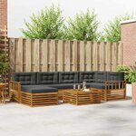 vidaXL Ensemble de canapés d'extérieur 7 Pièces Naturel et Anthracite