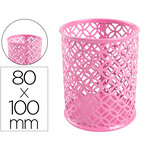Pot a crayons q-connect motif metallique hauteur 100 mm     diametre 80mm coloris rose