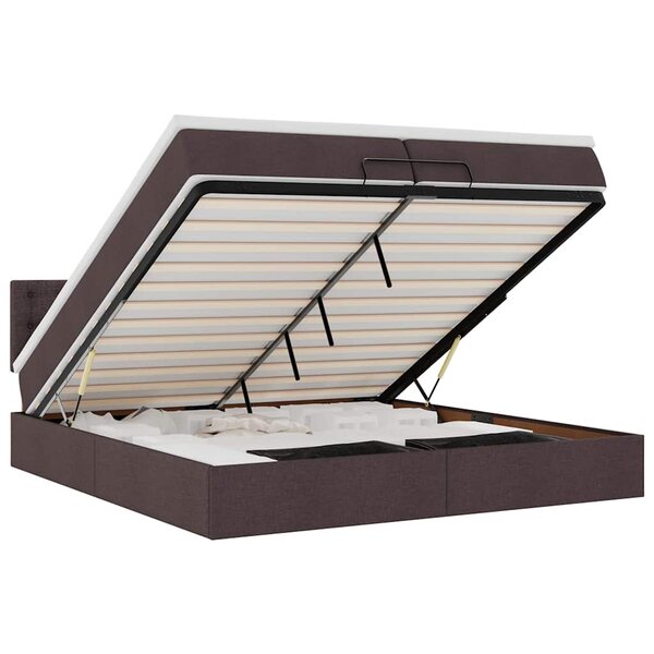 VidaXL Cadre de lit ottoman avec matelas marron foncé 200x200 cm tissu