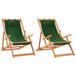 vidaXL Chaises de plage pliables lot de 2 vert tissu