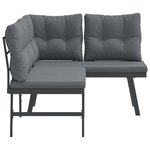 vidaXL Bancs de jardin avec coussins lot de 2 acier enduit de poudre