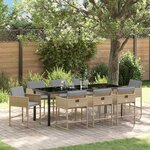 vidaXL Ensemble de salle à manger pour jardin 9 Pièces Beige polyrotin