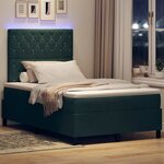 vidaXL Lit à ressort LED avec matelas Vert foncé 120 x 190 cm Velours