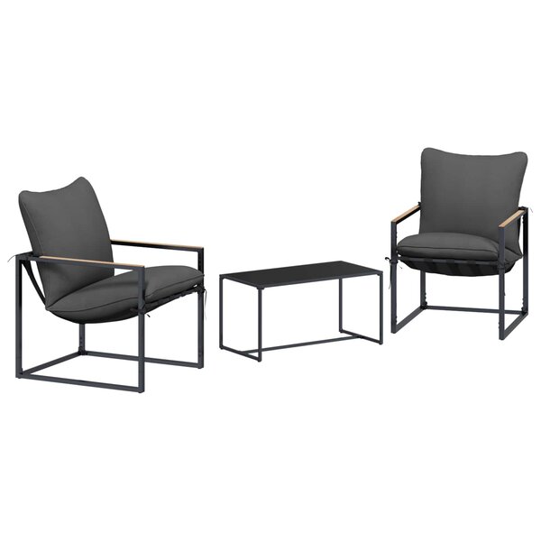 vidaXL Ensemble de canapé de jardin 3 pc Noir et anthracite Acier