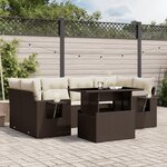 vidaXL Salon de jardin avec coussins 7 Pièces marron résine tressée