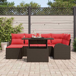 vidaXL Ensemble de canapé de jardin 7 Pièces Marron et rouge polyrotin