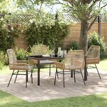 vidaXL Ensemble de salle à manger de jardin 5 pièces avec coussins Marron Rattan Poly