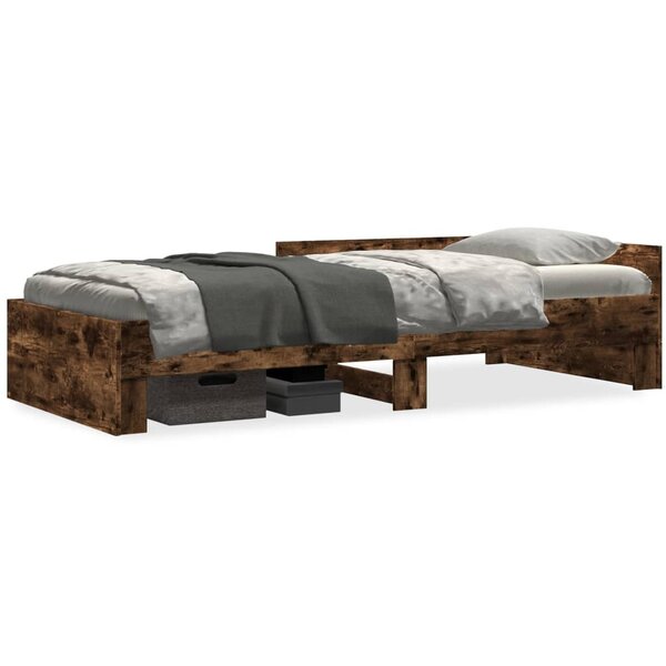 vidaXL Cadre de lit sans matelas chêne fumé 90x190cm bois d'ingénierie