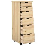 vidaXL Cabinet roulant 34 x 39 x 93 5 cm Bois de Pin Massif Marron