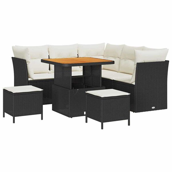 vidaXL Ensemble de canapé de jardin 8 Pièces Noir polyrotin