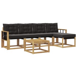 vidaXL Ensemble de canapés d'extérieur 6 pc Blanc et noir