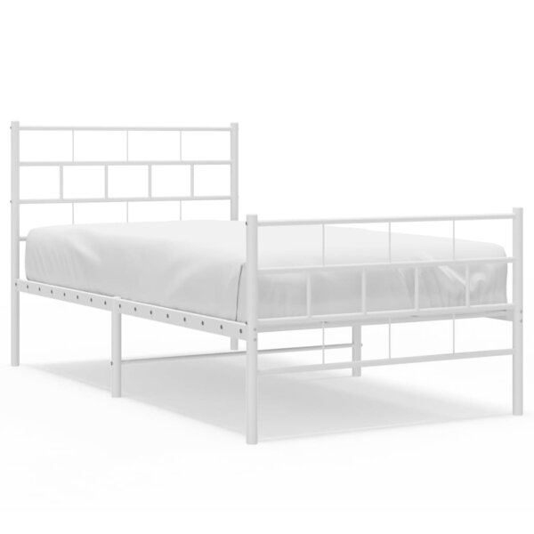 vidaXL Cadre de lit métal sans matelas avec pied de lit blanc 80x200cm