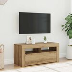 vidaXL Meuble TV avec lumières LED chêne artisanal bois d'ingénierie