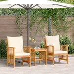 vidaXL Ensemble de jardin 3 pièces avec coussins en bois d'acacia massif