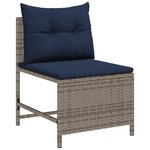 vidaXL Ensemble de Canapés d'Extérieur Gris et bleu marine Rattan et métal