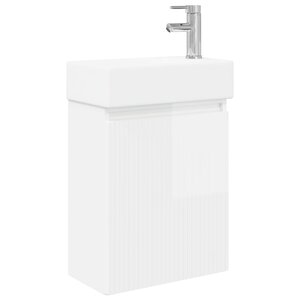 vidaXL Meuble de salle de bain avec robinet Blanc brillant