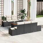 vidaXL Ensemble de canapé de jardin avec coussin 6 Pièces Noir Poly rotin
