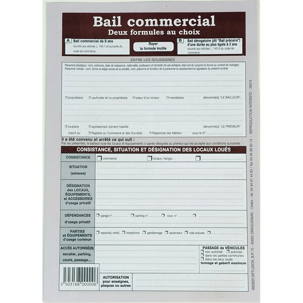 Formulaire français ''Bail commercial''