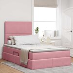 vidaXL Lit de rangement LED avec matelas Rose 120 x 200 cm Velours