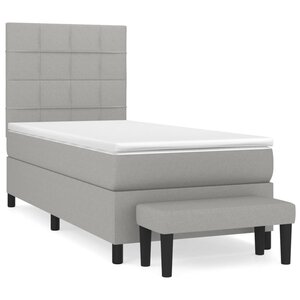vidaXL Sommier à lattes de lit avec matelas Gris clair 90x200 cm Tissu