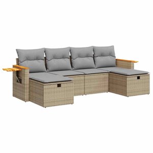 vidaXL Salon de jardin avec coussins 6 Pièces beige résine tressée