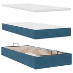 vidaXL Cadre de lit ottoman avec matelas bleu foncé 90x190 cm velours