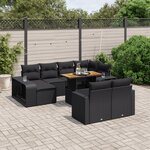 vidaXL Salon de jardin 11 Pièces avec coussins noir résine tressée
