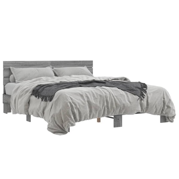 vidaXL Cadre de lit sans matelas sonoma gris 160x200 cm