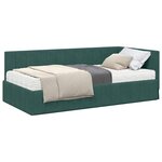 vidaXL Cadre de lit d'angle Vert foncé 90 x 200 cm Velours