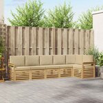 vidaXL Ensemble de canapés d'extérieur 6 pc Blanc et Beige Polyester